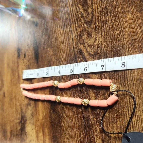 Coral and Gold Choker Necklace - Picture 5 of 5